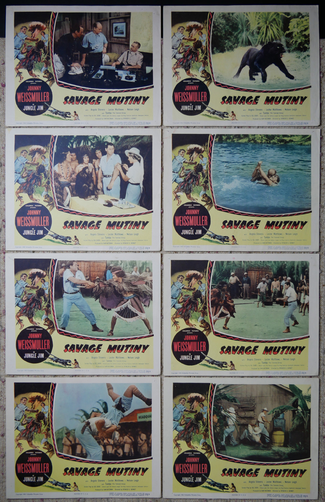 "Savage Mutiny" original 1953 movie poster 11x14 set of 8 Lobby Cards, Columbia Pictures, USA, NSS# 53/9