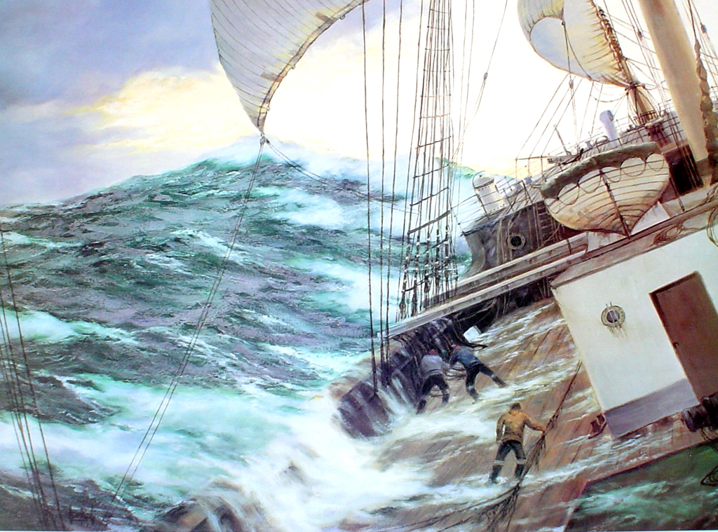 Cape Horn Highway by Henry Scott – dramatic maritime action painting – Kerrisdale Gallery